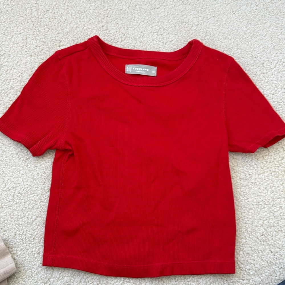 Everlane 90s Rib Crop Tee XS Red